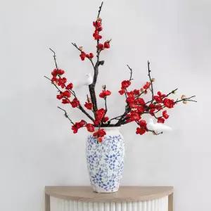 아트박스/플라워트리 대형 매화 조화 화병 단아한 set 70cm 인테리어 꽃