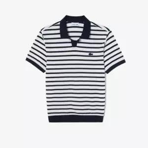 매장정품 라코스테 남성 넥 배색 스트라이프 반팔 폴로 셔츠 네이비 PH486E-56G_166 175305