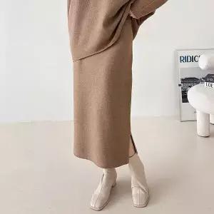 [하프클럽/옷자락]여자 겨울 롱니트치마 비스코스 옆트임 H라인 스커트