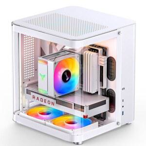 JONSBO TK-1 화이트 마이크로 ATX 미니 타워 컴퓨터 케이스 하이퍼볼로이드 유리 디자인 분리형 캐비닛 구조 알루미늄 합금 쉘 매트스 데스크톱 PC 케이스 지원 ATX 전원 공급 장치 /240 AIO 화이트