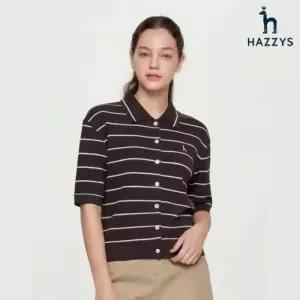 헤지스 레이디스 26SS 도비조직 스트라이프 반팔 폴로 가디건 HSTS6B301 1018451