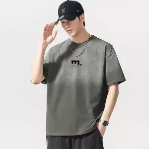 나염 반팔 반팔티 빅사이즈 상의 라운드넥 보카시 워싱 티 남성용 여름 admr2