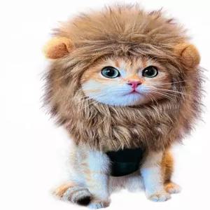 고양이 의상을 위한 사자 갈기 가발 반려동물 조절 가능한 세탁 편안한 화려한 머리 옷 드레스 할로윈