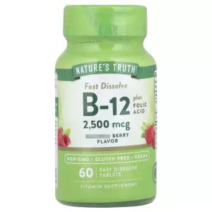 비타민 B12 엽산 60 패스트 디졸브정 (타블렛당 2500mcg) 네이처스 트루스