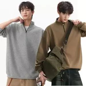 [SBD] 하프집업 커플 맨투맨 루즈핏 긴팔 티셔츠 반집업 카라