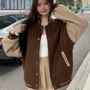 친절한탄씨 겨울 기모 안감 야구점퍼 여성 루즈핏 데일리 점퍼 캐주얼 집업 자켓 야구점퍼 루즈핏