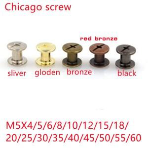 1020sets 금속 시카고 나사 직경 5mm 길이 4mm  60mm 손톱 스터드  앨범 용 스냅 리벳  계정 책