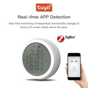 Tuya ZigBee 스마트 온도  습도 센서 LCD 디스플레이가있는 가정용 실내 온도계 Google 홈 Alexa Echo 음성
