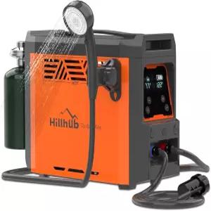 캠핑용 힐허브 휴대용 프로판 온수기 야외 샤워 및 청소용 4000mAh 배터리가 장착된 주문형 워터 펌프