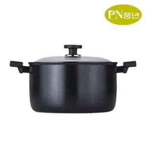 PN풍년 인덕션 가스 코팅 곰솥냄비 28cm 포시아 블랙IH 큰냄비 육수통 스텐 대형 들통 식깡 국통