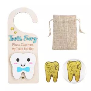 이빨 요정 홀더 문 걸이에 돈 슬롯 금화 귀여운 가방 남자들을 위한 선물 첫 우유 빠진 파우치 파란색