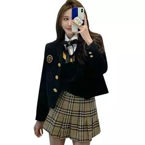 여성교복세트 체크무늬 스커트 코스튬 스쿨룩 학생복 여성 스트라이프반팔 예쁜 교복 세라복