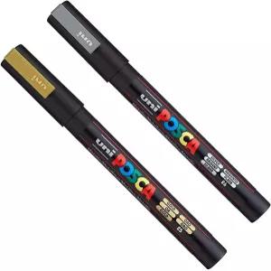 패브릭 유리 금속 금 은용 POSCA PC-3M 아트 페인트 마커 펜(각 2팩) (1개)