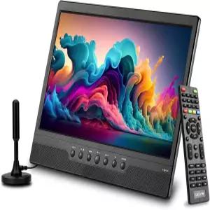 주방 RV 및 캠핑용 충전식 배터리-디지털 ATSC 튜너-안테나 USB/HDMI/AV 슬롯이 장착된 14인치 소형 휴대용