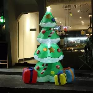 오너클랜 LED 에어벌룬 대형 크리스마스 트리 180cm 야외전시 에어산타 에어눈사람 산타인형 산타조명