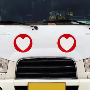 귀요미5 고휘도반사 대형 차량스티커 280x280mm자동차 용스티커 왕눈이 눈모양 하이빔 육각 화물차 야간 졸