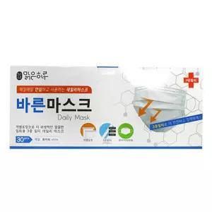 데일리 바른 마스크 30매 화이트필터 차단 비말 3중 1회용 일회용 일반