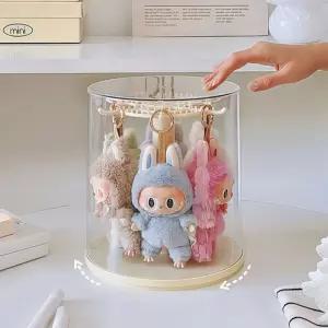 회전 투명 아크릴 정리함 인형키링 보관함 악세사리 주얼리 진열장라부부 목걸이 진열대 쇼케이스 덕질템