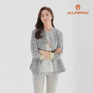 올포유 모델착장 여성 린넨 혼방 체크 집업 자켓 ALKKL3111-203_G 403771