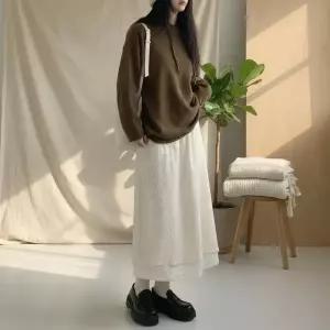 [옷자락]여성 레이스 레이어드 롱 스커트 치마