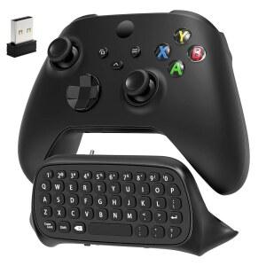 Xbox Series X /S, One /One Elite /2 컨트롤러용 키보드, USB 수신기가 있는 무선 게임 채팅패드 메시지 키패드, Xbox용 오디오/헤드셋 잭 액세서리(컨트롤러 미포함), 블랙