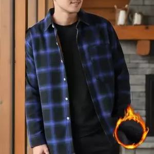 [텐바이텐][홍은]남성 블루 체크 셔츠자켓 오버핏 데일리 아우터