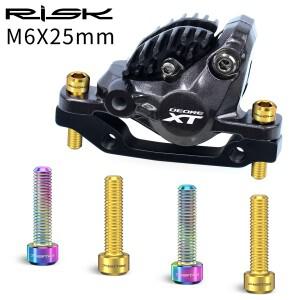 RISK 2pcs 자전거 디스크 브레이크 고정 나사 M6X25mm 티타늄 합금 볼트 MTB 산악 길어진