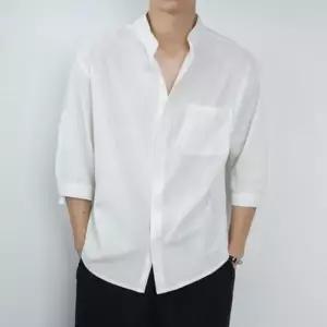 [텐바이텐][홍은]캐주얼 헨리넥 남방 셔츠 휴양지룩 남자 7부 린넨셔츠