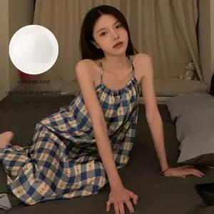 쉬헐크 커플 잠옷세트 대방 쿨링 잠옷 끈 패드 기본 캐주얼 나시 스커트 롱 여름 KKE2