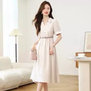 EAMT 여성 원피스 여름 프렌치 반팔 오피스룩 A라인 스커트 YJ2