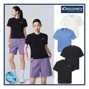 디스커버리 26년 여름 신상 여성 프레시벤트 자수로고 세미크롭 반팔티셔츠/냉감기능성/면혼방소재/캐주얼/