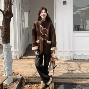 루타꽁몰 여사친 페이크 가죽 재킷 일체형 퍼 코트 HO1