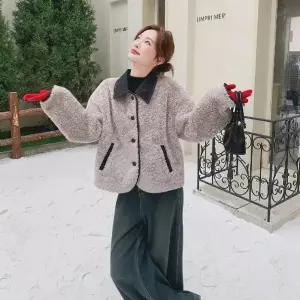 루타꽁몰 여사친 페이크 가죽 재킷 일체형 퍼 코트 HO1