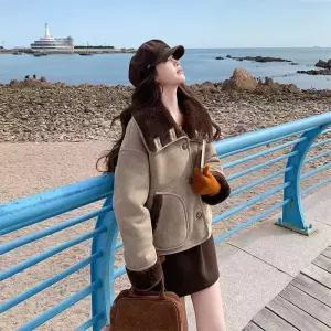루타꽁몰 여성 가죽 자켓 슬림핏 양면 모피라이크 일체형 코트 HO1