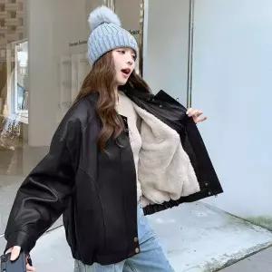 루타꽁몰 여친 안감이 기모 재킷 코트 숏 가죽 앙고라 HO1