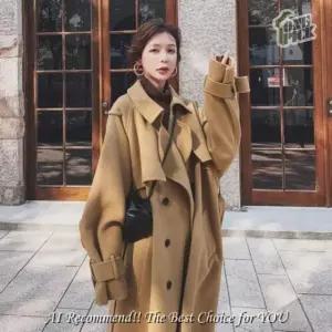 롱 베이지 모직 겨울 여성코트 코트 시크 더블 OP3