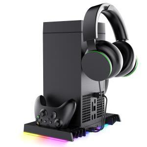 Xbox용 IPEGA 콘솔 충전 도크, 스마트 온도 제어 + RGB 라이트 스탠드 XBX024S가 포함된 오버헤드 냉각 팬