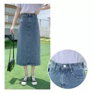 여성용 H라인 데님 롱 치마 연청 진청 흑청 M~XL KHd9+4BLq