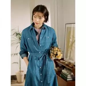 빈폴 BEANPOLE LADIES 데님 7부 소매 셔츠 원피스 블루 (BF5271C03P) BF5271C03P 328234