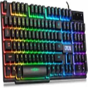 맥 PC One 게이머용 CHONCHOW 유선 게이밍 키보드 멀티미디어 키 숫자 패드가 있는 RGB 백라이트 LED