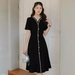 시크라인 XXL까지) 베아수 배색웨이브 원피스 하객룩 오피스룩 모임룩 격식룩 빅사이즈