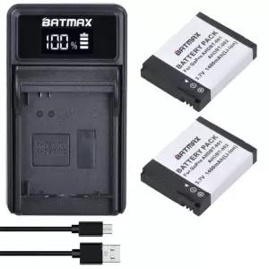 GoPro HD 1 2 Hero1 Hero2 모터스포츠 서핑 야외용 1400mAh 배터리 2개 + LED USB 충전기 960 AHDBT-001 AHDBT-002