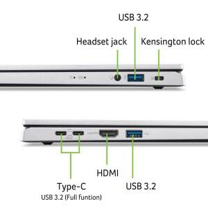 ACER ASPIRE GO 15 AI 지원 노트북 15 6인치 FHD 1920 1080 IPS 디스플레이 인텔 코어 프로세서 N355 그래픽 8GB DDR5 128GB UFS WI FI WINDOWS 11 모드 AG15 32P 39R2
