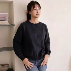 드리다 여성 겨울 자수 빅사이즈 기모 맨투맨 티셔츠 미시 캐주얼 출근 등원 모임 엄마옷