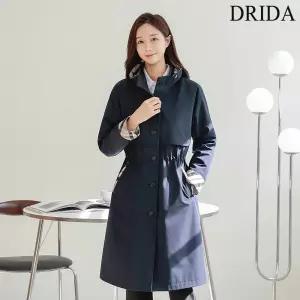 [드리다]드리다 체크 배색 카라 빅사이즈 롱 트렌치 바바리 코트 하객 모임 오피스룩 상견례 미시 엄마옷