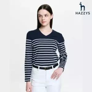백화점 헤지스 레이디스 26 브이넥 스트라이프 긴팔 티셔츠 HSTS6A103