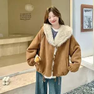여성 빈티지 가죽 재킷 퍼 코트 양면모피 일체형 DUCHI1