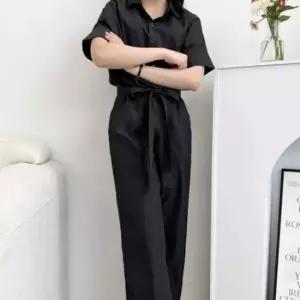 스타일 카라 무지 봄 점프슈트 반팔 포인트 점프수트