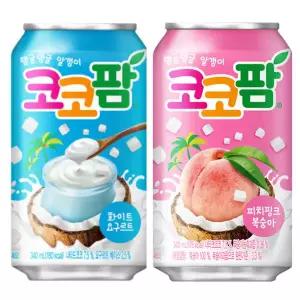 해태 코코팜 화이트 요구르트/피치핑크 복숭아 선택 340ml 24캔