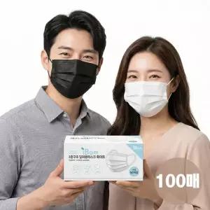 [선착순 할인]덴탈마스크 일회용 마스크 (50매+50매) 비말 사계절용 여름용 귀편한 화이트 블랙 대형성인용
